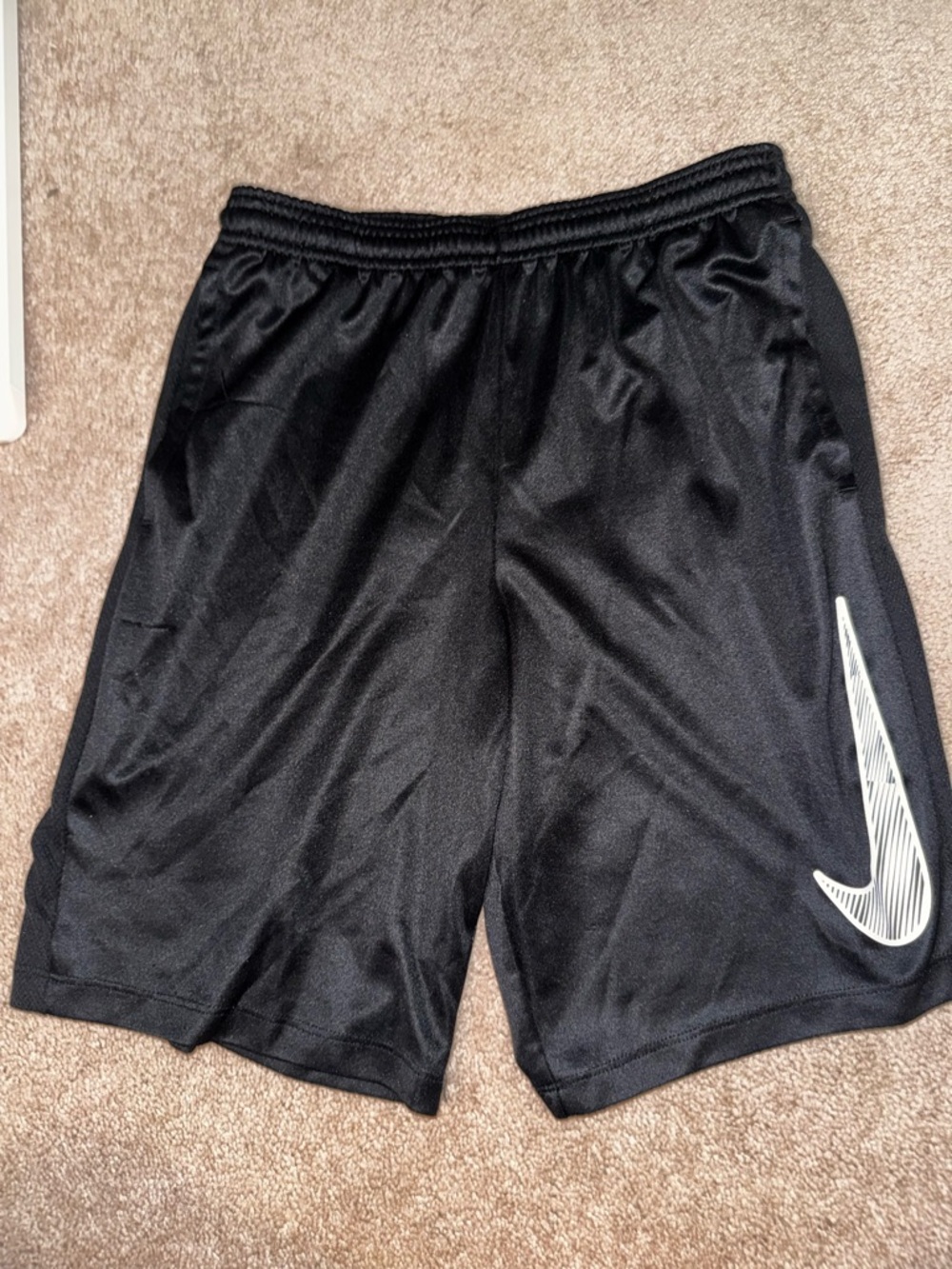 Nike Black Athletic Shorts with White Swoosh